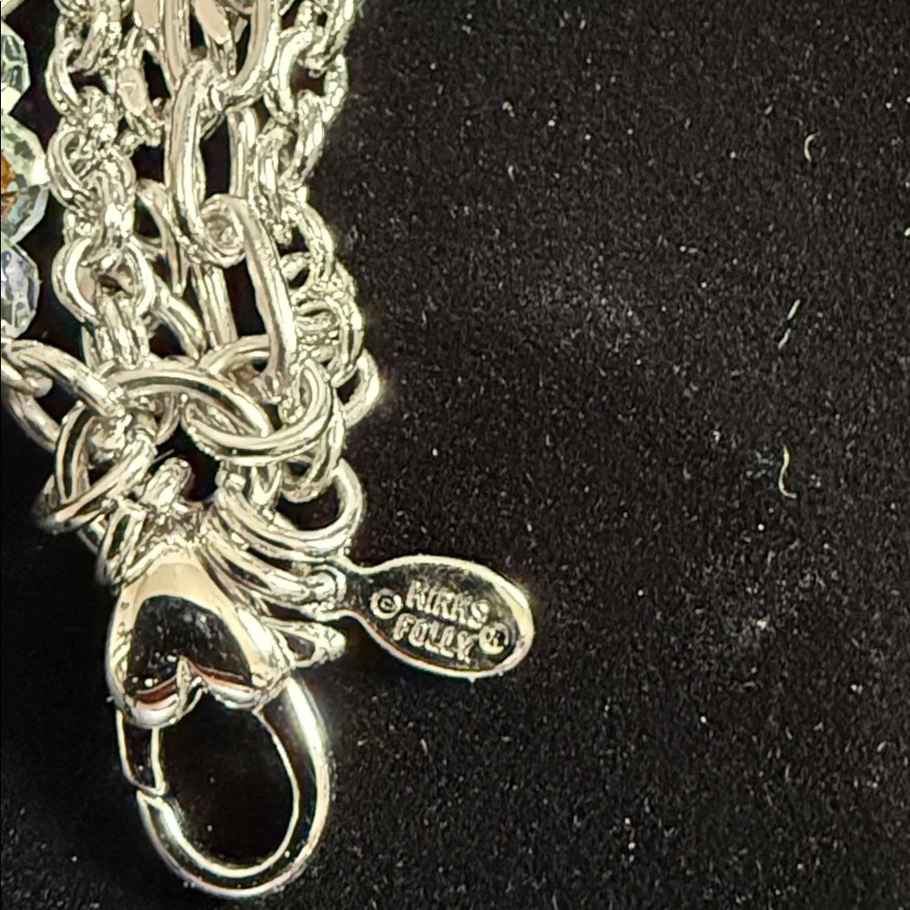 C519 Kirk’s Folly Silvertone Chain and Aurora Borealis Bracelet 7-8” - Picture 2 of 5